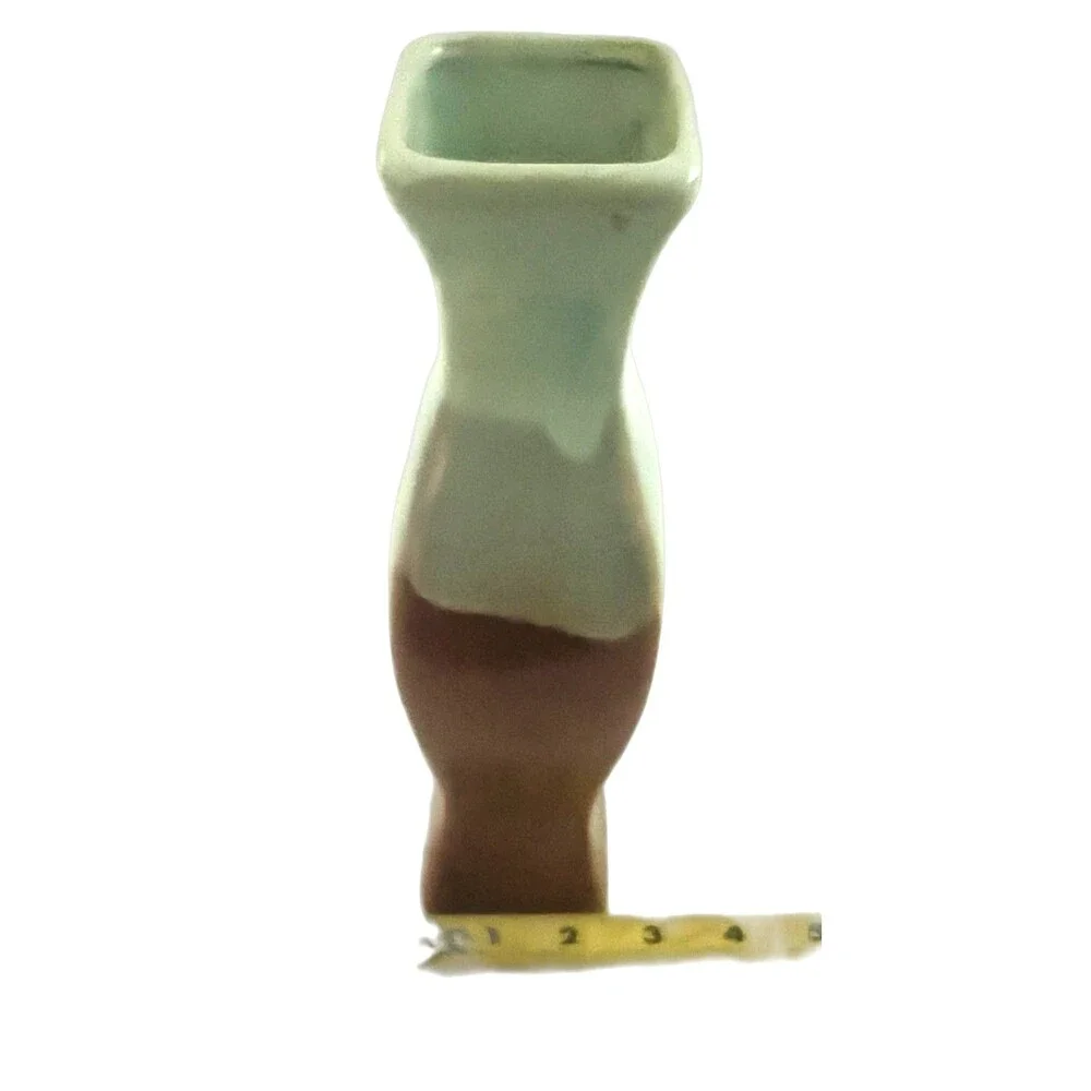 Vintage 10” Drip Glazed Pottery Decorative Bud Vase Northwest Blue Green Rust